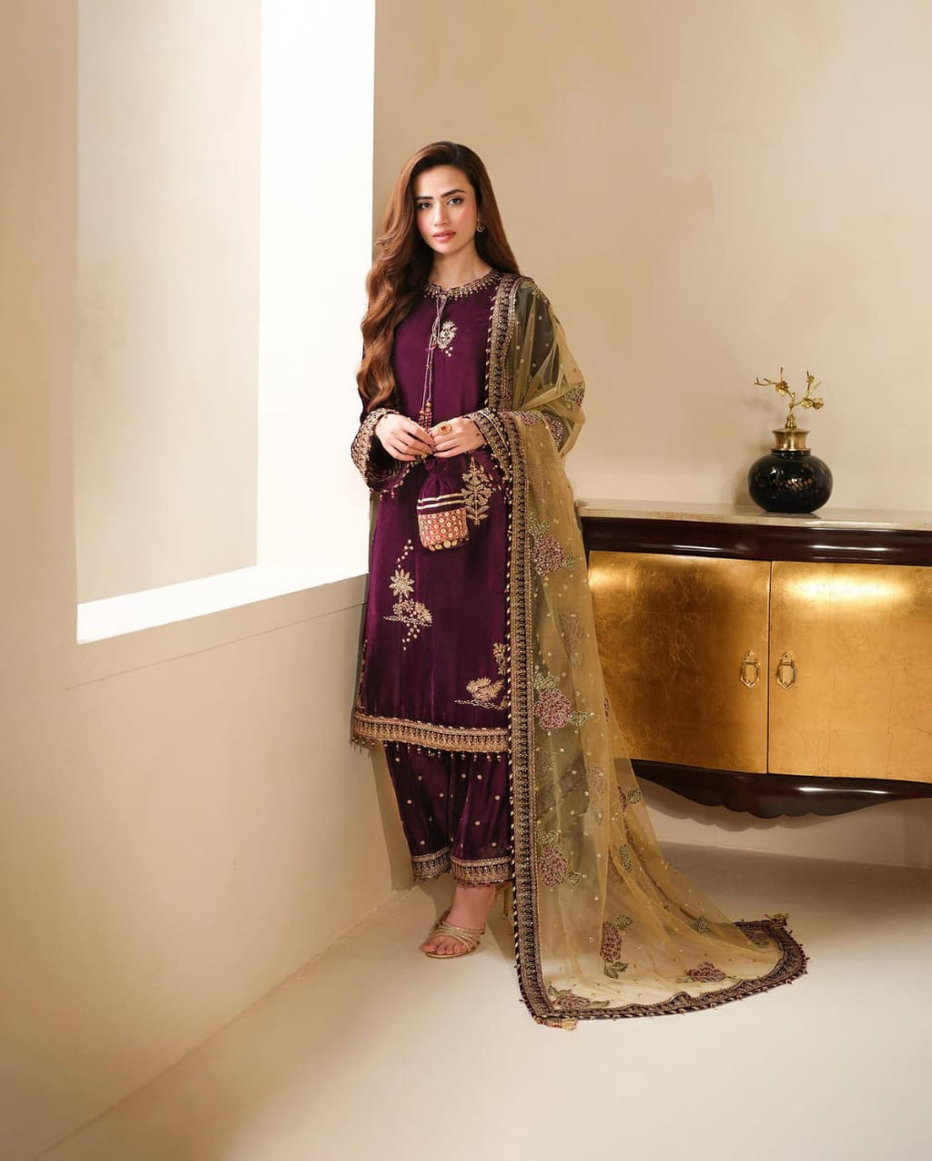Jazmin Maroon Micro 9000 Velvet Formal Collection 3piece Unstitched