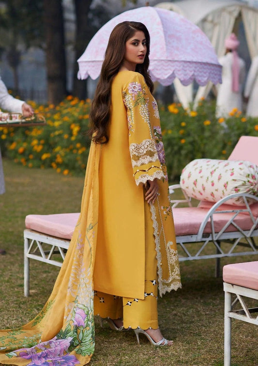 Image Yellow Luxury Lawn Embroidery Chikankari Dress 3pc