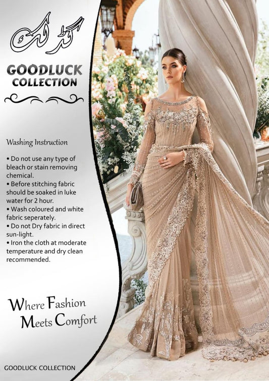 Maria B Wedding Collection Saree Beige New Arrival