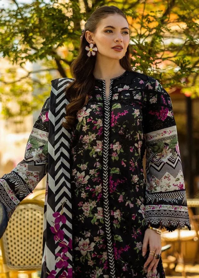 Elaf Black Lawn Summer Collection Emb 3pc Unstitched