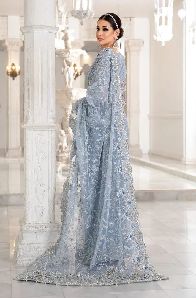 Maria B Wedding Collection Saree Sky Blue New Arrival