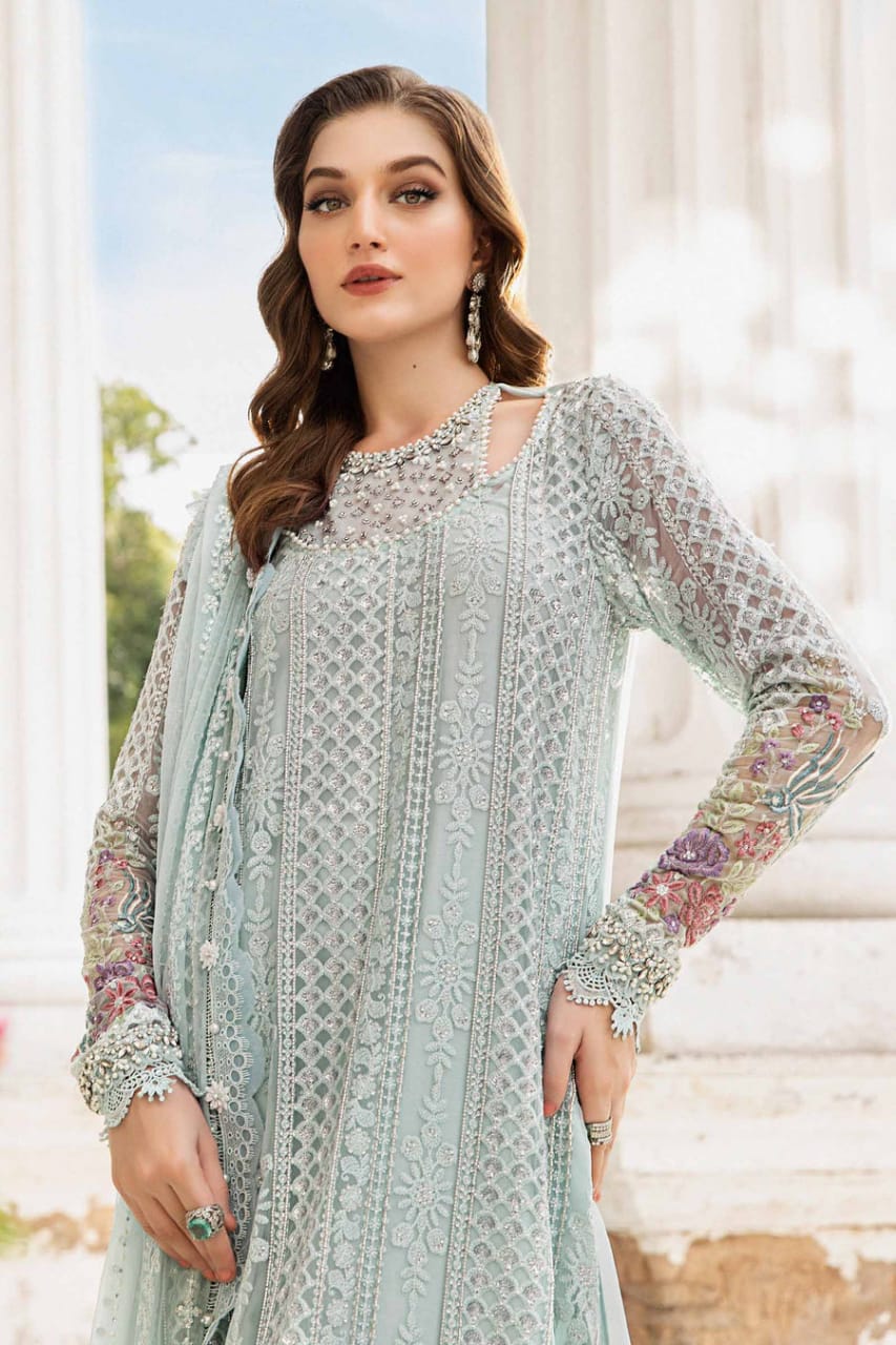 Maria B Green Chiffon Formal Collection Hand Work 3PC Unstitched