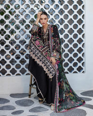 Faiza Saqlain Black Luxury Lawn Embroidery Collection 3pc