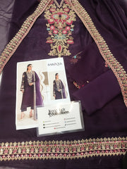 Baroque Purple Chiffon Emb Party Wear Collection 3pc Unstitched