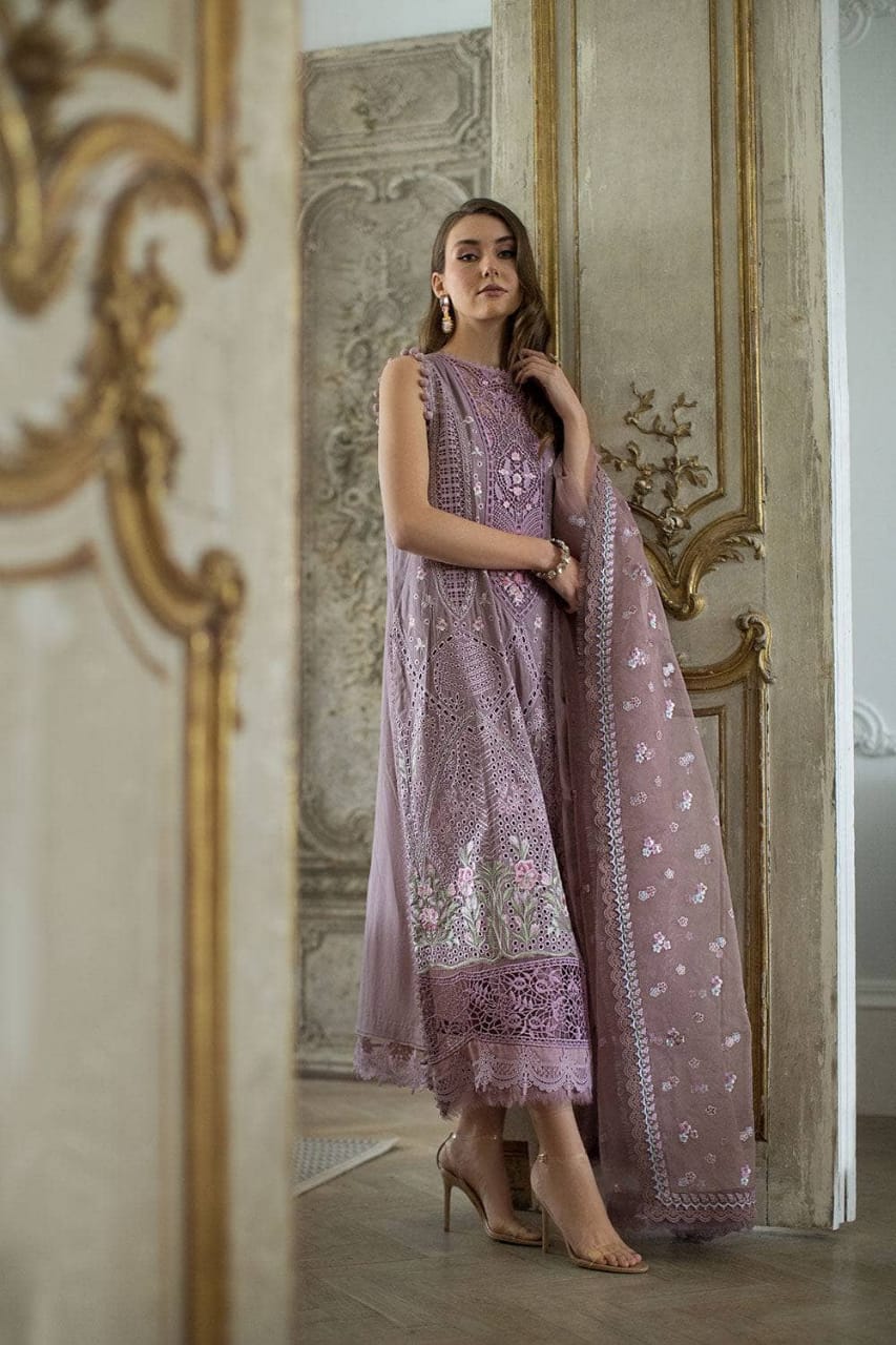 Sobia Nazir Purple Chikankari Lawn Embroidery 3Piece Unstitched