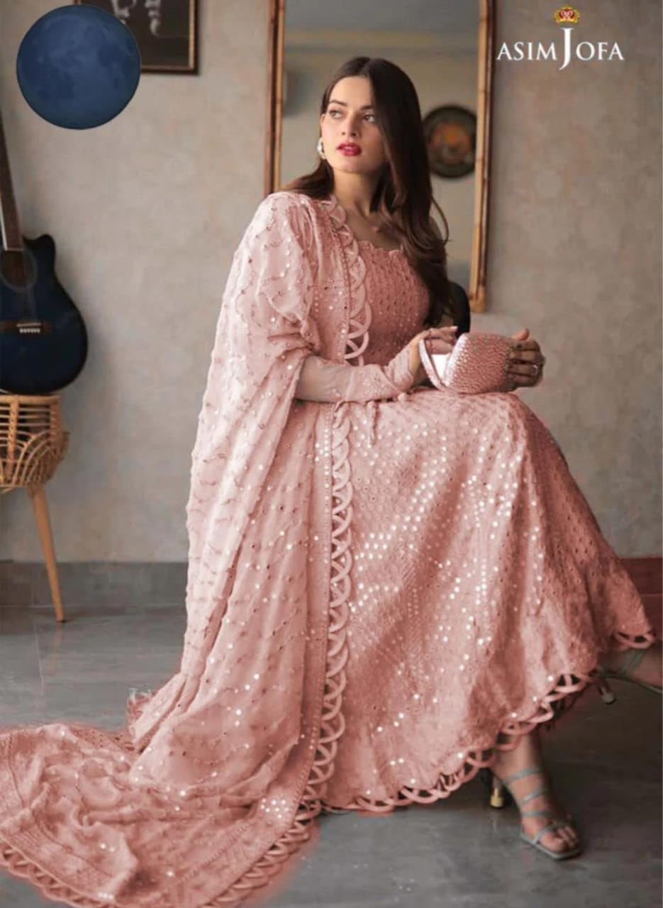 Asim Jofa T Pink Chiffon Formal Collection