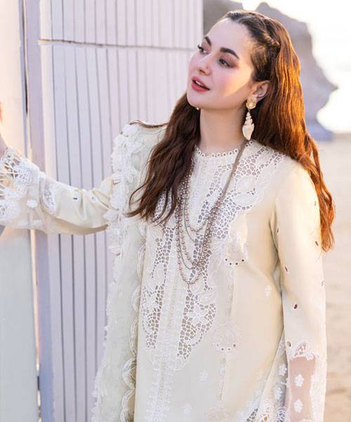 QALAMKAR OFF WHITE LUXURY DRESS CHIKANKARI