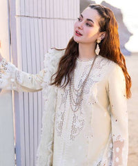 QALAMKAR OFF WHITE LUXURY DRESS CHIKANKARI