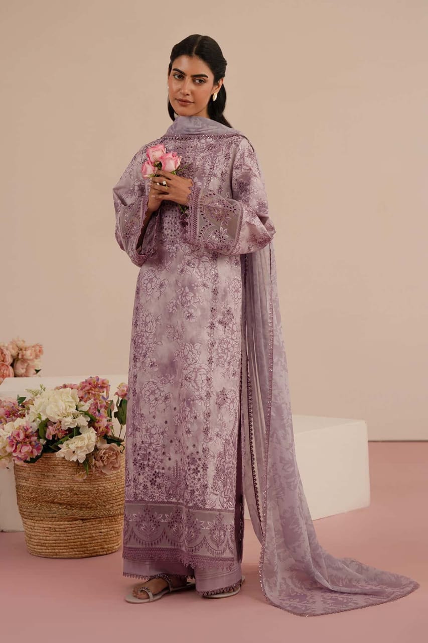 Afrozeh Light Purple Lawn Embroidery 3pc Unstitched