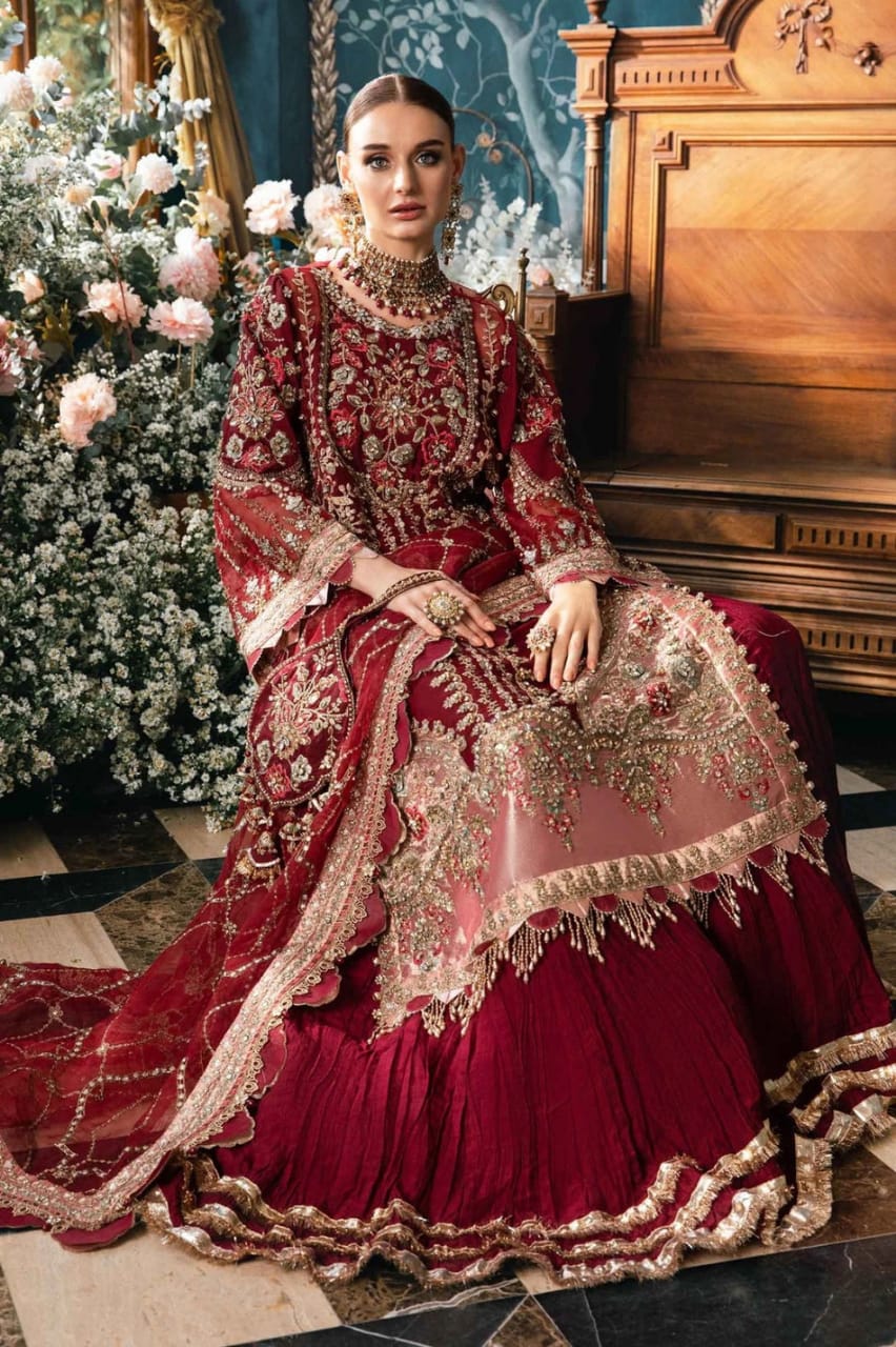 Maria B Pink Wedding Collection New Arrival Organza Dress Hand Work 3pc