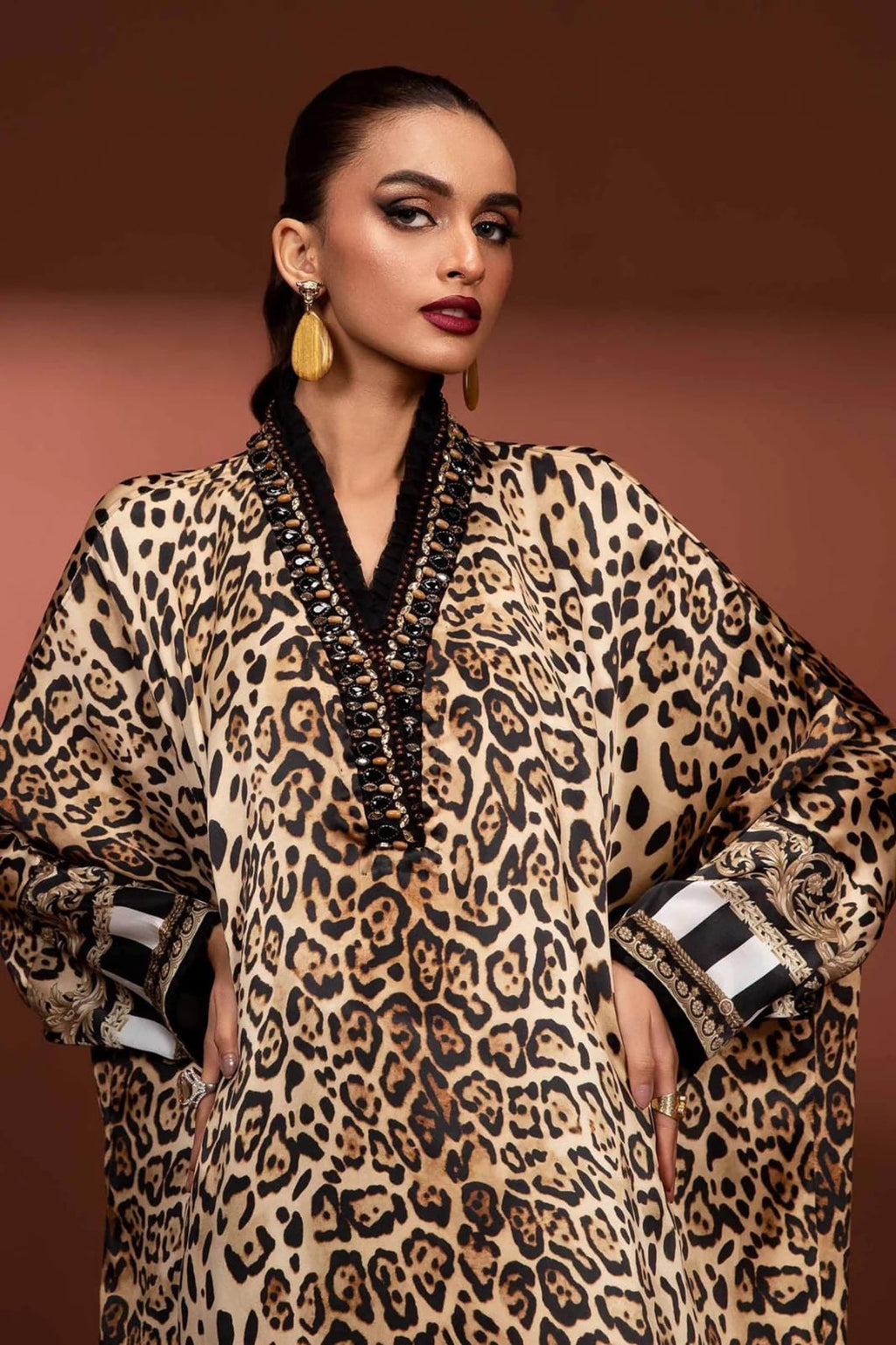 Maria B Silk Digital Print Hand Work Party Wear Dress 3pc