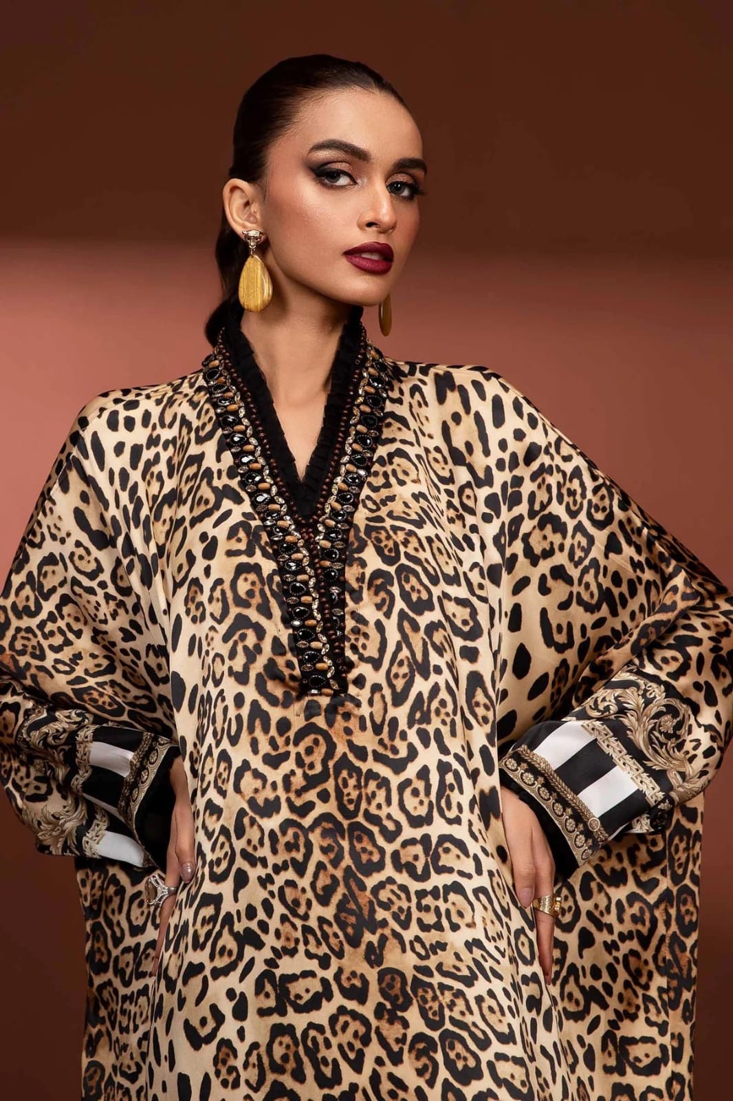 Maria B Silk Digital Print Hand Work Party Wear Dress 3pc