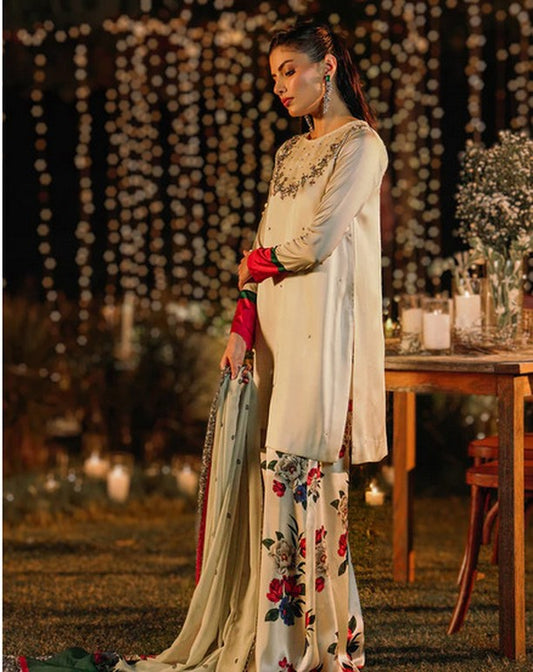 Lulusar Silver Gray Silk Hand Work Party Wear Collection