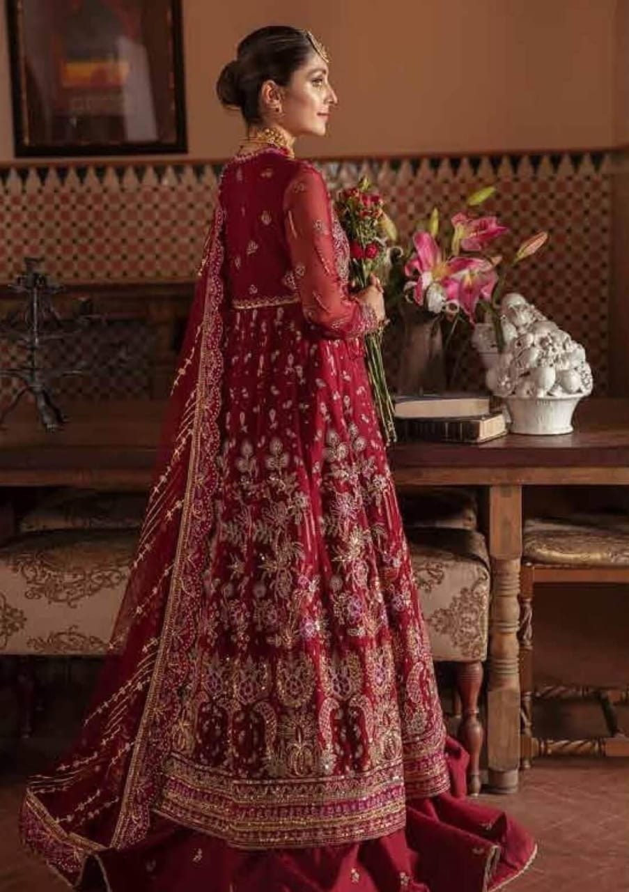 Afrozeh Maroon Chiffon Wedding Collection New Arrival