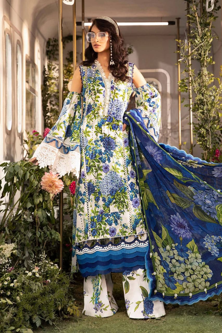 Maria b Blue Print Embroidery Collection New Arrival 3pc