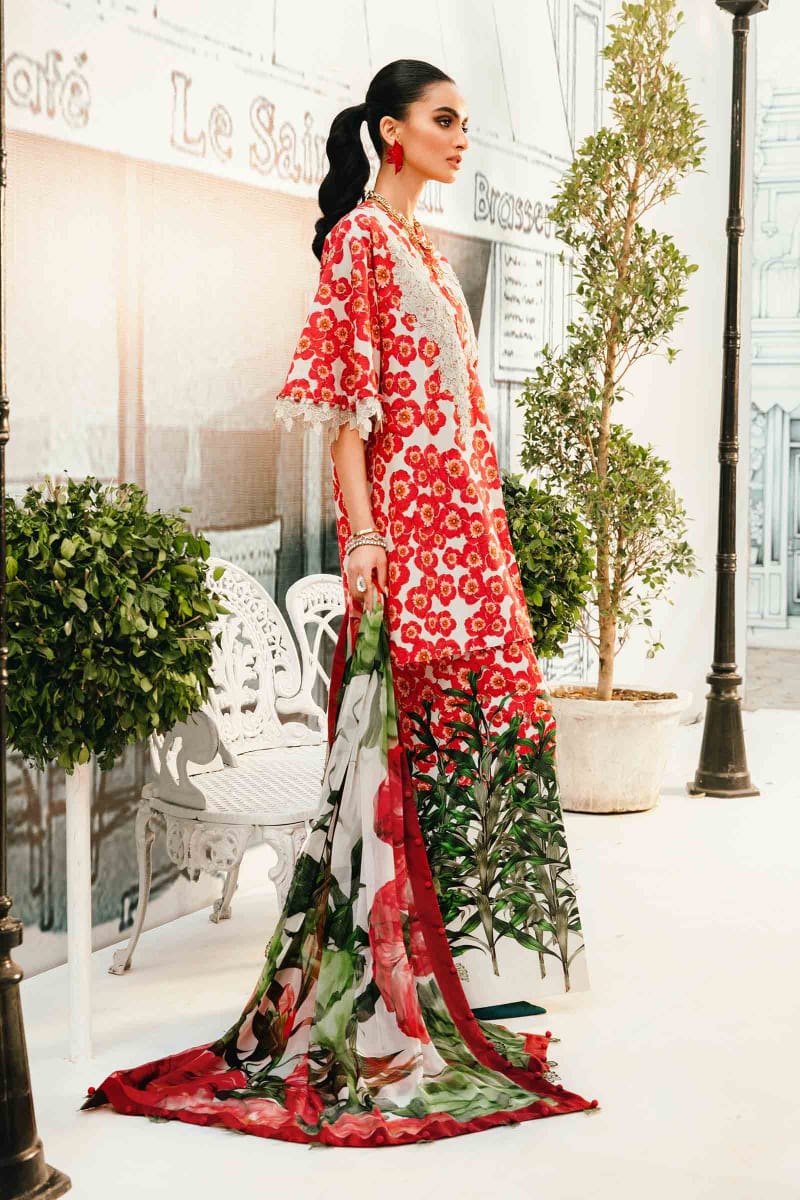 M.B Red Mprints 2025 Luxury Lawn Embroidered Collection Unstitched