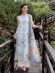 Image Sky Blue Luxury Lawn Embroidery Chikankari Dress 3pc