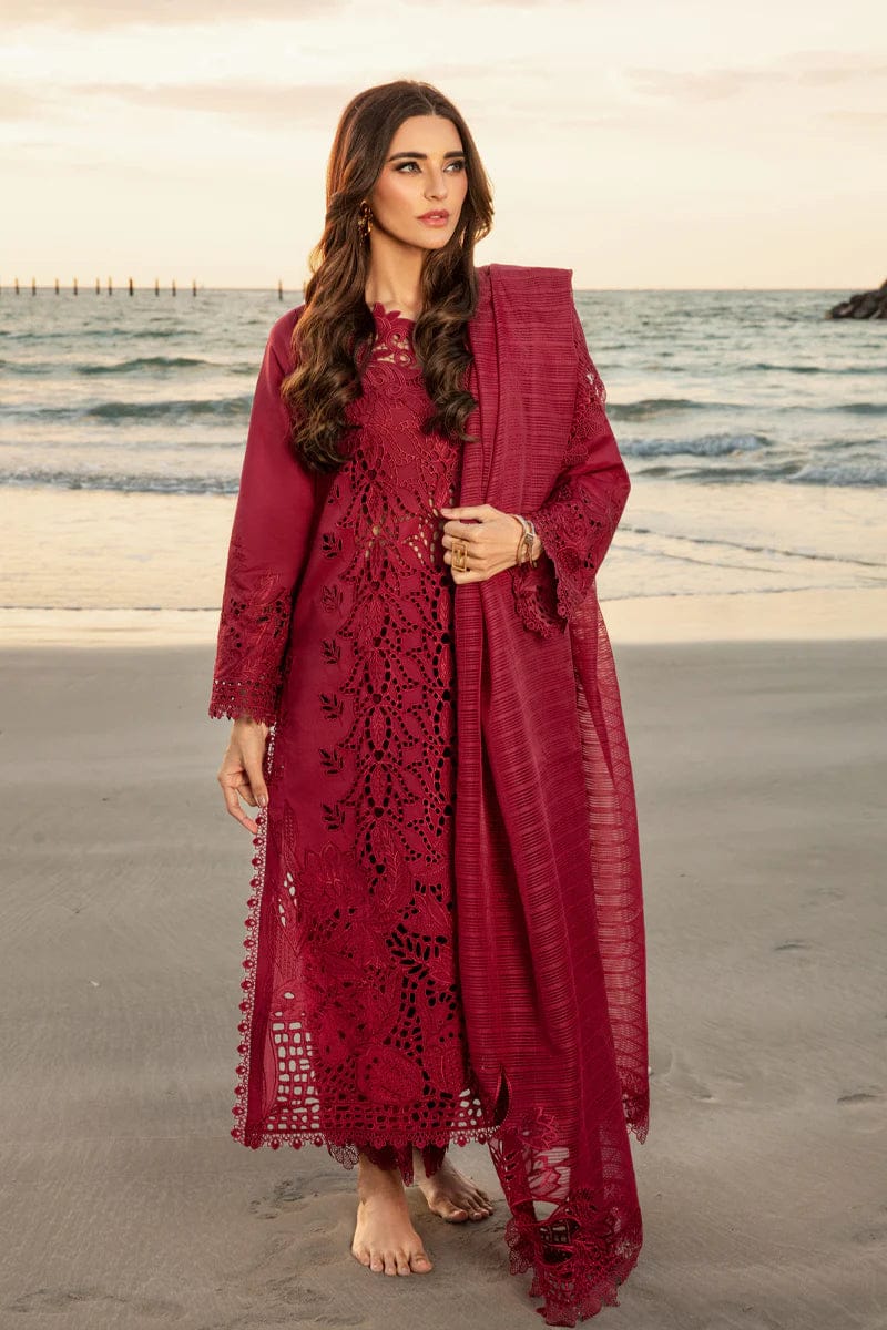 Rang Rasiya Maroon Lawn Chikankari 3pc Unstitched