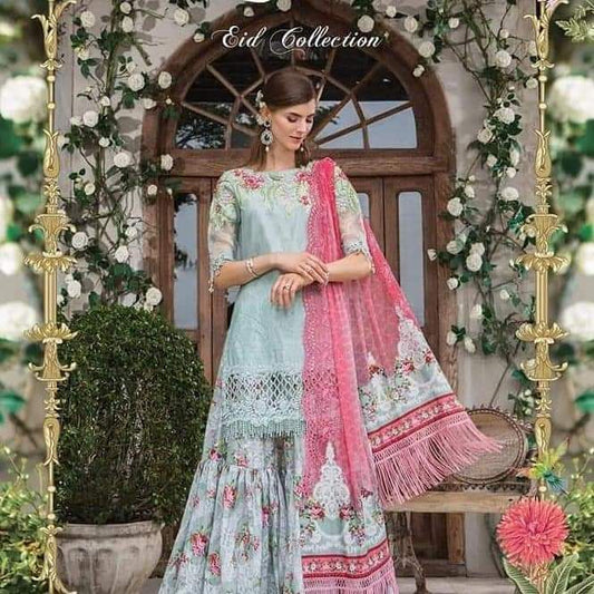 Maria B Green Pink Pure Lawn Embroidery New Arrival 3PC