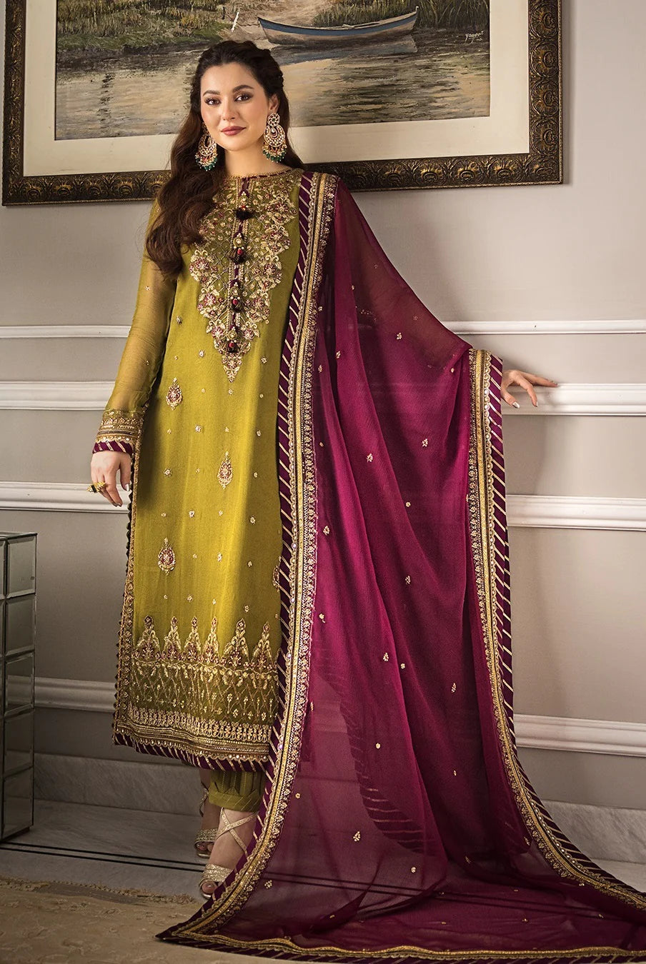 A.F ZARI SITARA EMBROIDERED CHIFFON DRESS