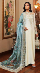 Azure Silk lite green shirt Hand Work Dress Party Wear Collection Unstitched