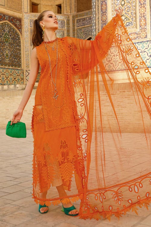 Maria B Orange Chikankari Lawn Dress
