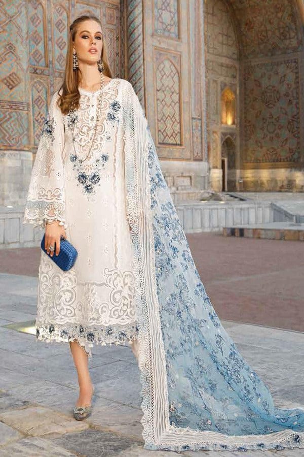 Maria B White Luxury Lawn Embroidery Collection 3piece Unstitched