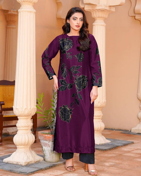 Lulusar Purple Silk Hand Work Party Wear Collection – GoodLuck Collections