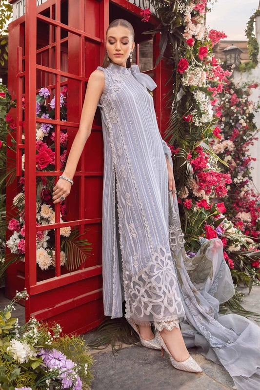 Maria B Gray Pure Lawn Embroidery New Arrival 3PC