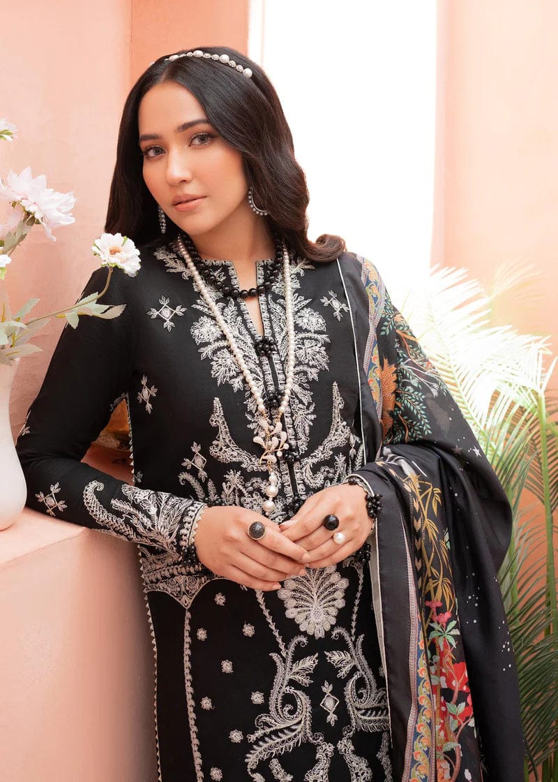 ESHAAL BLACK DESIGNER WEAR EMBROIDERY DRESS LAWN 3PC