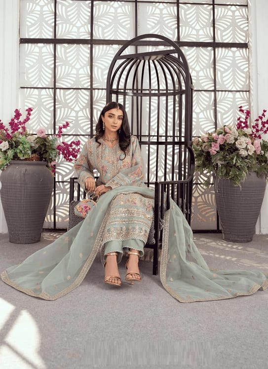 BINT-E-NOOR Light Green Sami Stitched Formal Collection 3Piece