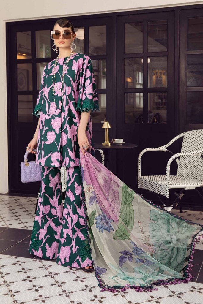 Maria B Green & purple Pure Lawn Embroidery 3pc