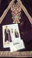 Baroque Purple Chiffon Emb Party Wear Collection 3pc Unstitched
