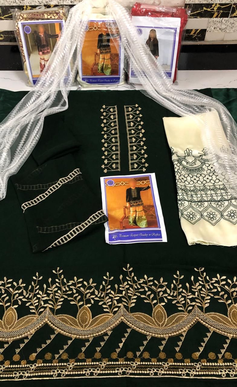 Kids Collection D002 Party Wear Dress Chiffon Fabric Unstitched