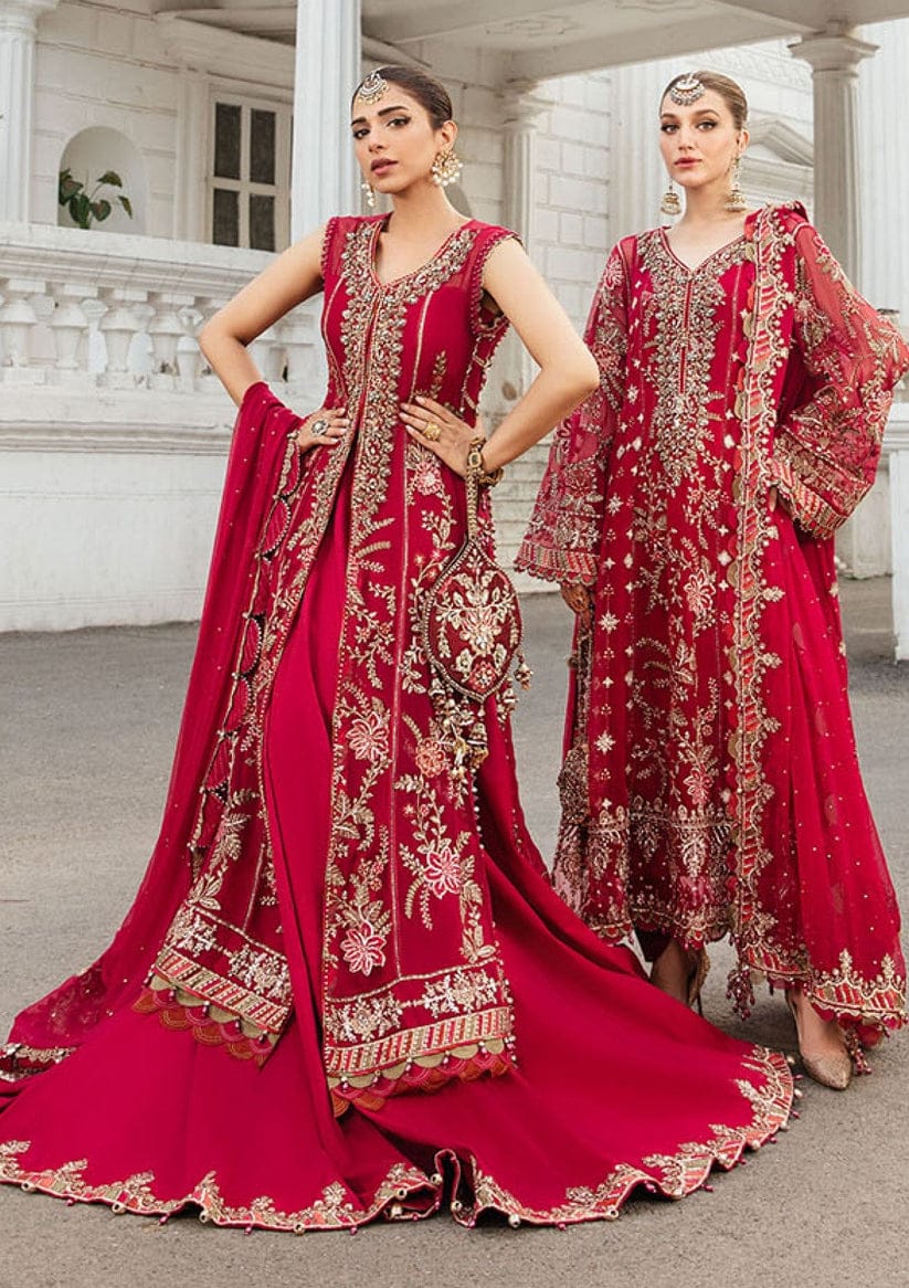 Maria B Pink Wedding Collection Hand Work Chiffon Dress 3pc