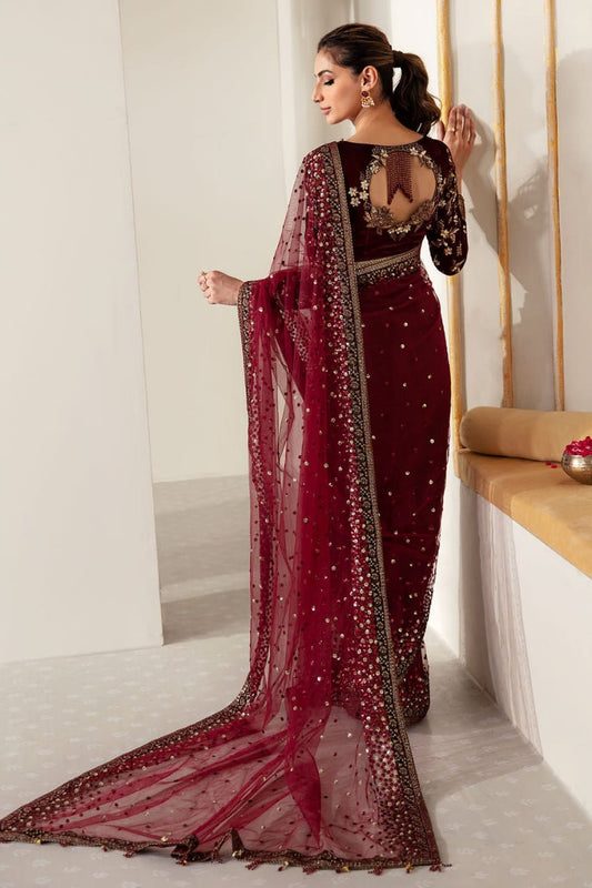 Jazmin Wedding Collection Saree Soft Net Fabric Maroon