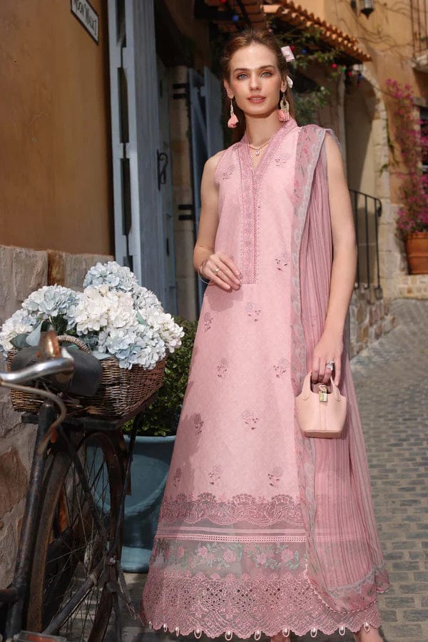 Noor Luxe Pink Chikankari Lawn Embroidery 3Piece Unstitched