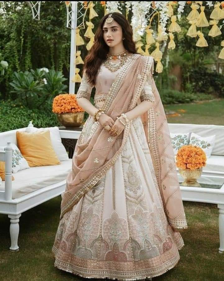 Qalamkar Skin Pink Wedding Collection Maxi Organza