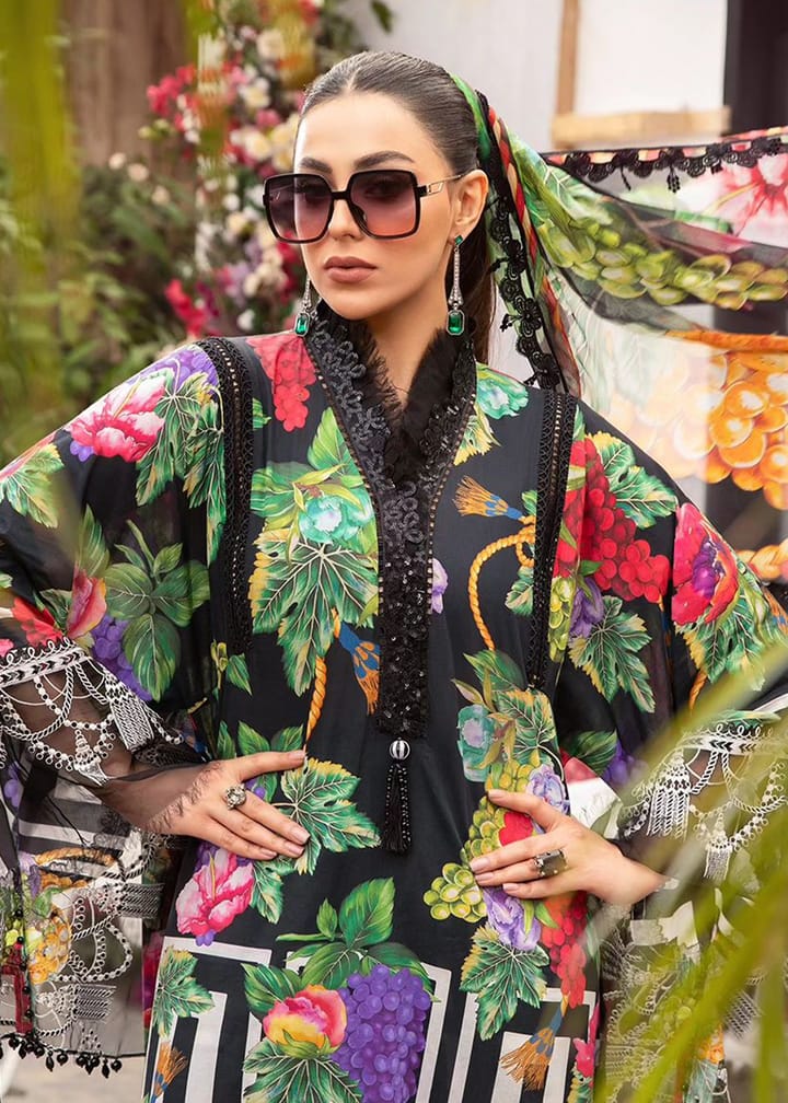 Maria B Black Multi New Arrival Emb Lawn Dress 3pcd