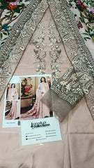 Azure Silk Tea Pink Hand Work Dress Party Wear Collection 3piece Unstitched