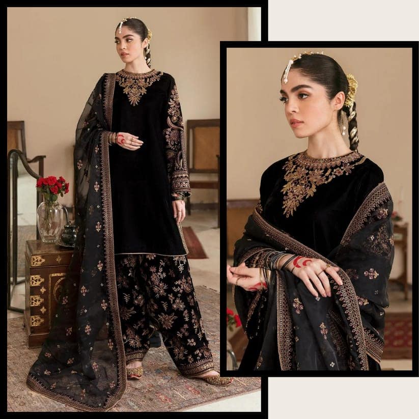 Baroque Black Chiffon Embroidery Collection