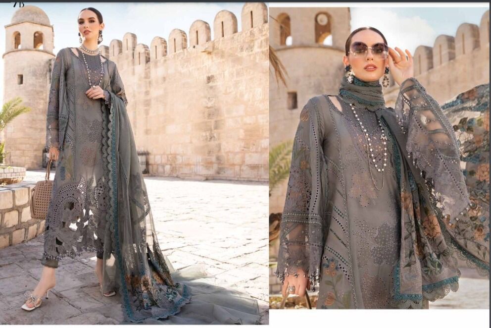 Maria B Gray Chikankari Luxury Lawn Embroidery Collection