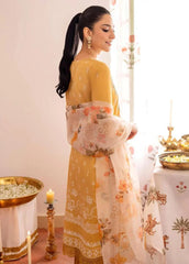 Cross Stitch Mustard Chikankari Embroidery Dress 3pc