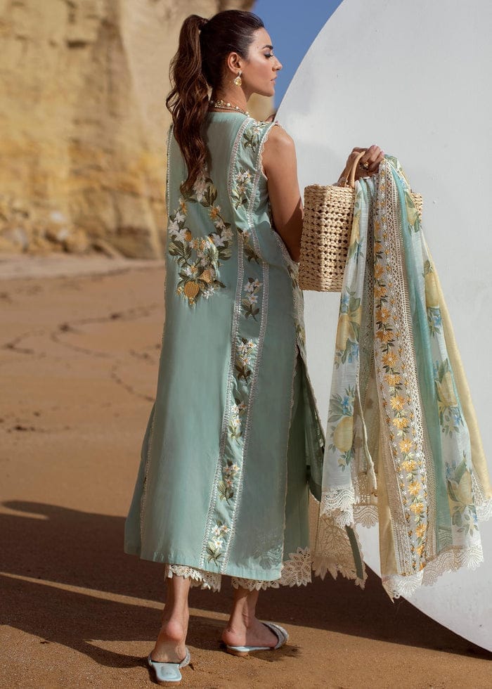 Crimson Green Luxury Lawn Embroidery Chikankari