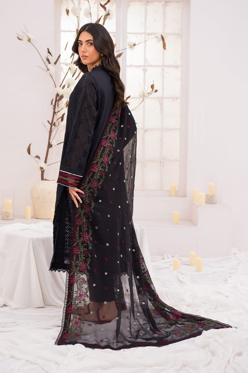 IZNIK Black Shifli Chikankari Lawn Embroidery Suit 3pc