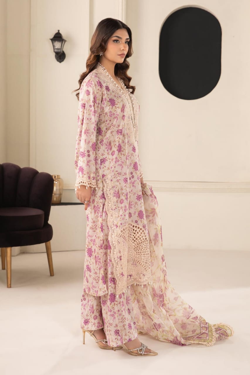 Maria B Peach Pure Lawn Print Embroidery Collection