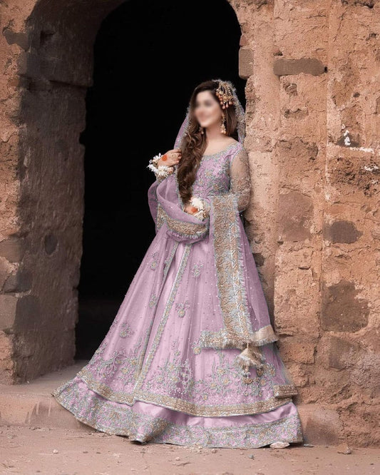 Faiza Saqlain Pink Wedding Collection Maxi Net Fabric