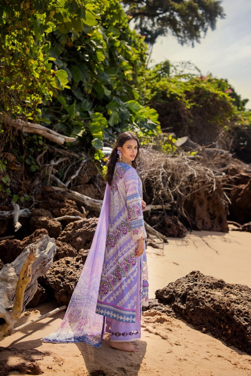 Elaf Purple Pure Lawn New Arrival Print Embroidery Dress