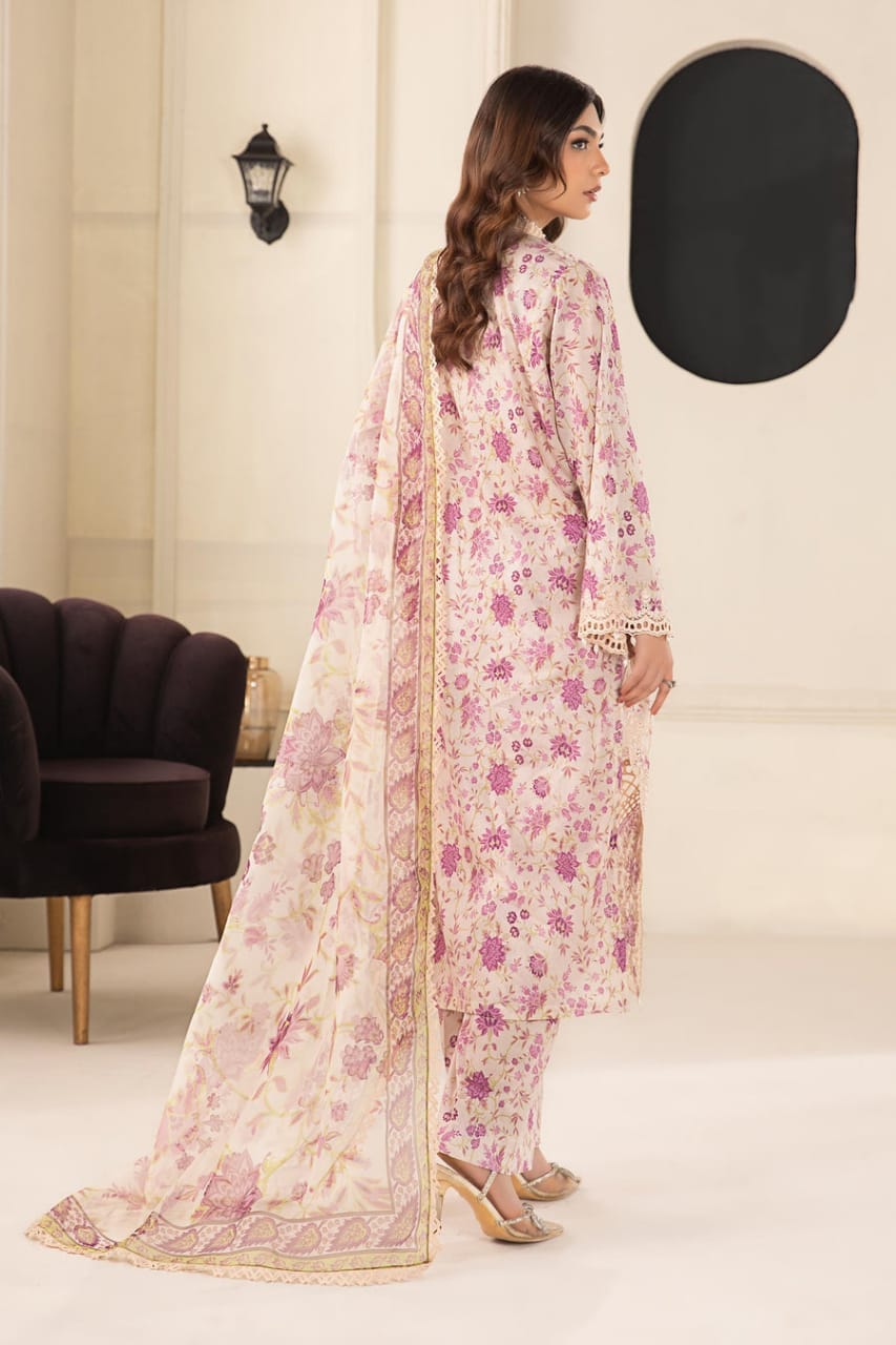 Maria B Peach Pure Lawn Print Embroidery Collection