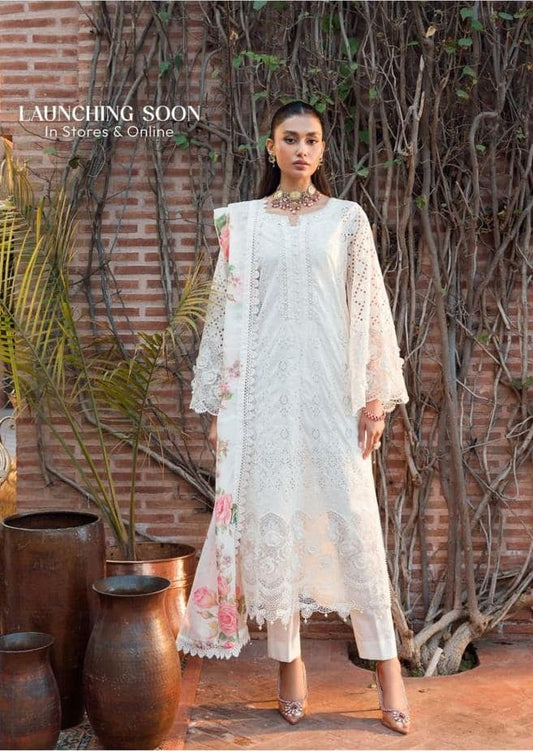 Motifz Off White Lawn Shifli Chikankari Dress 3pc